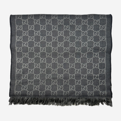 Gucci unisex black and grey monogram wool scarf