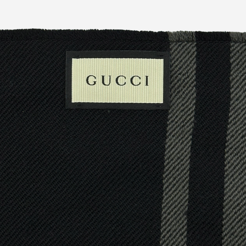 Gucci unisex black and grey monogram wool scarf