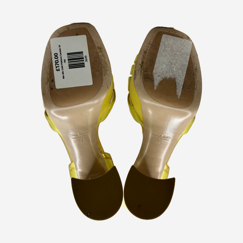 Miu Miu women's yellow and gold leather platform sandals