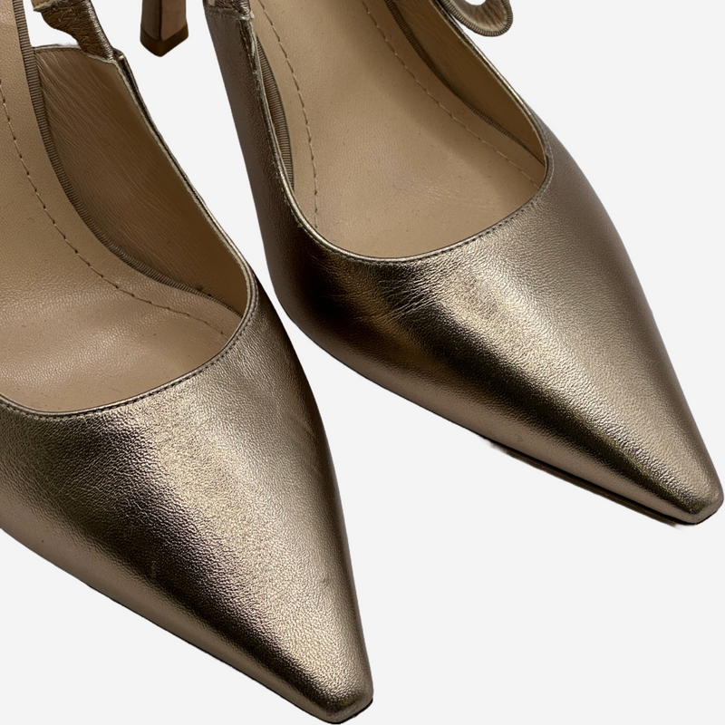 Christian Dior gold metallic leather slingback J'Adior heels