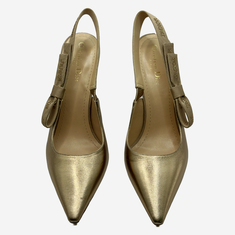 Christian Dior gold metallic leather slingback J'Adior heels