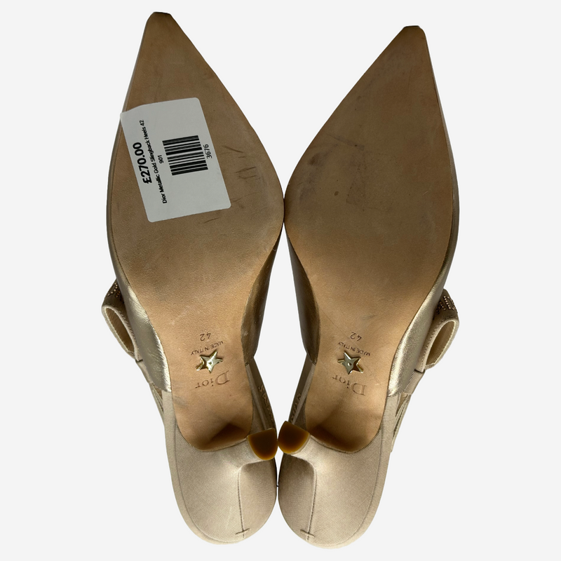 Christian Dior gold metallic leather slingback J'Adior heels