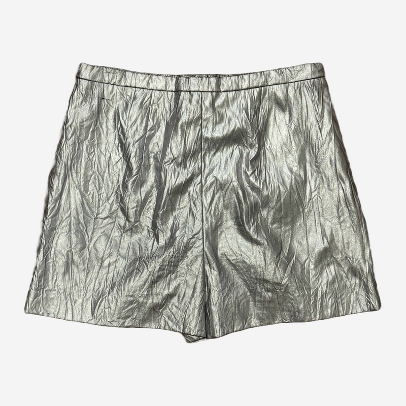 Chanel women's metallic silver mini shorts