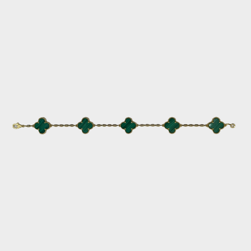 Van Cleef & Arpels 18K yellow gold and Malachite Magic Alhambra bracelet