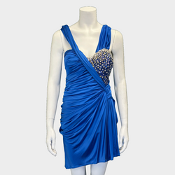 Zuhair Murad blue silk blend draped mini dress