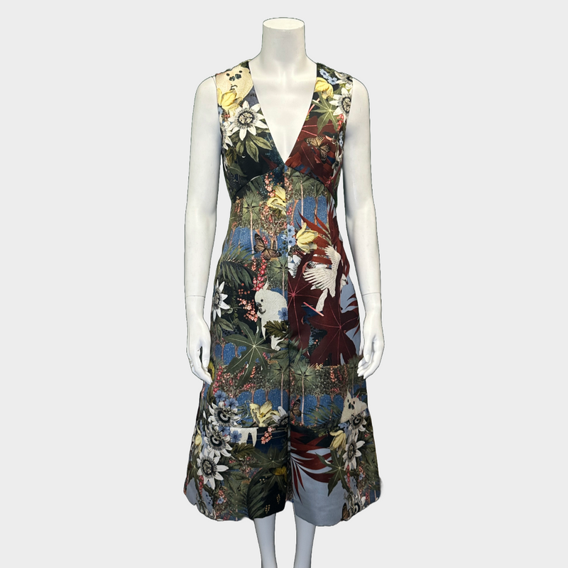 Erdem women's multicoloured reese flower print silk sleeveless dress