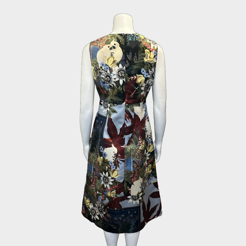 Erdem women's multicoloured reese flower print silk sleeveless dress