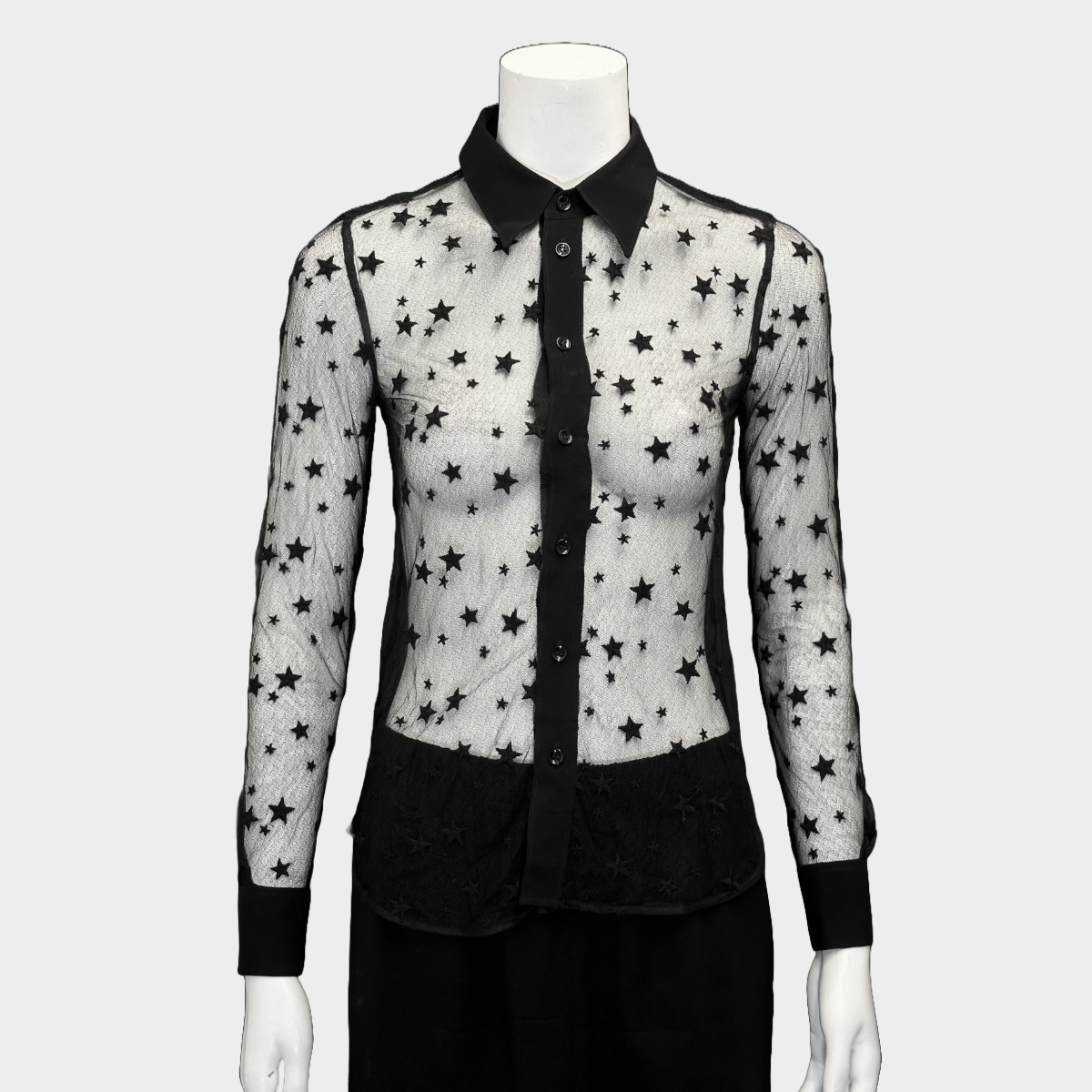 Saint Laurent women's black sheer star embroidered shirt – Loop Generation