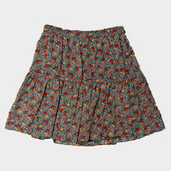 Saint Laurent multicoloured flower print silk ruffled mini skirt