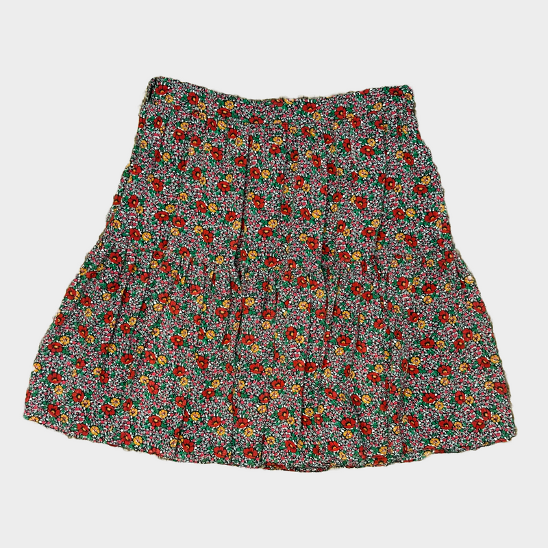 Saint Laurent multicoloured flower print silk ruffled mini skirt