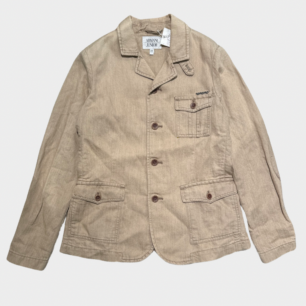 ARMANI JUNIOR boy's beige cotton jacket with 3 front pockets