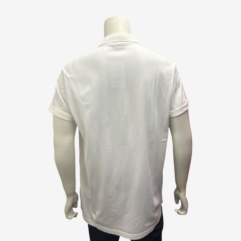 Versace men's white cotton polo shirt with gold logo embroidery