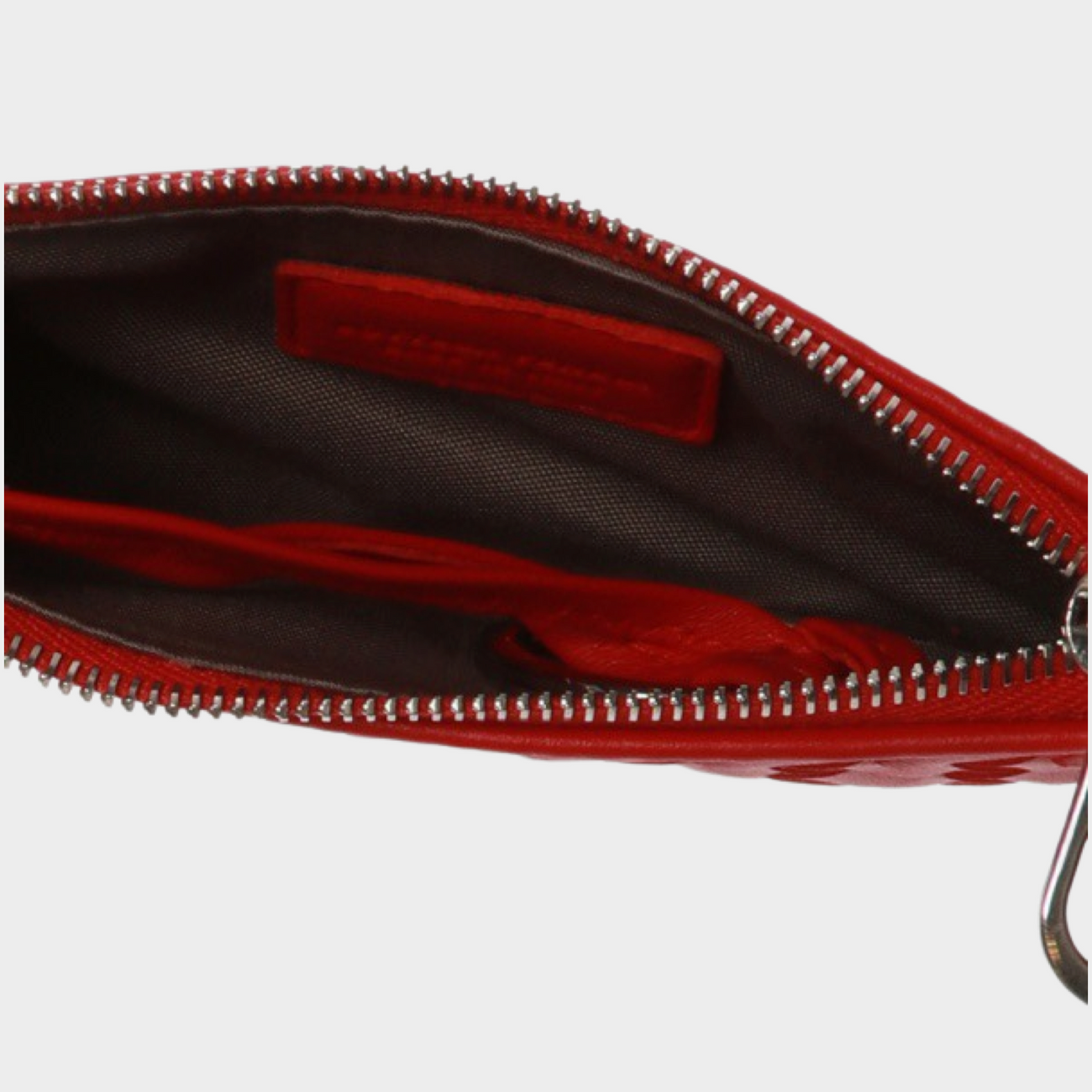 Bottega Veneta Dark Red Intrecciato Woven Leather Tab Key Ring