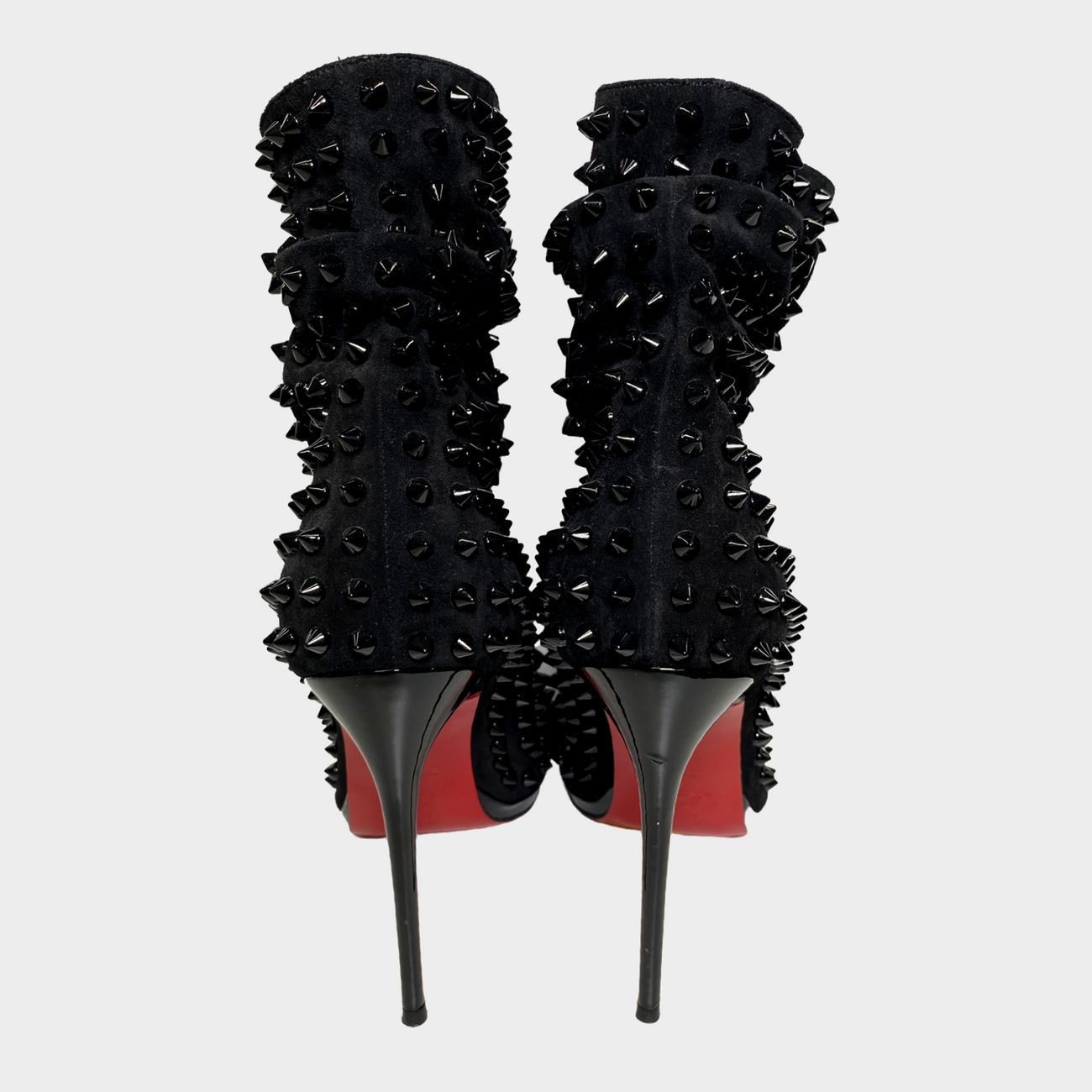 Christian Louboutin low cut black suede ankle boots with patent leathe –  Loop Generation