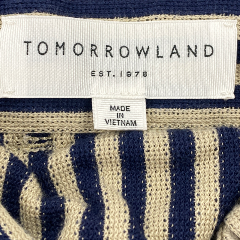 Tomorrowland men's navy and olive striped cotton trousers