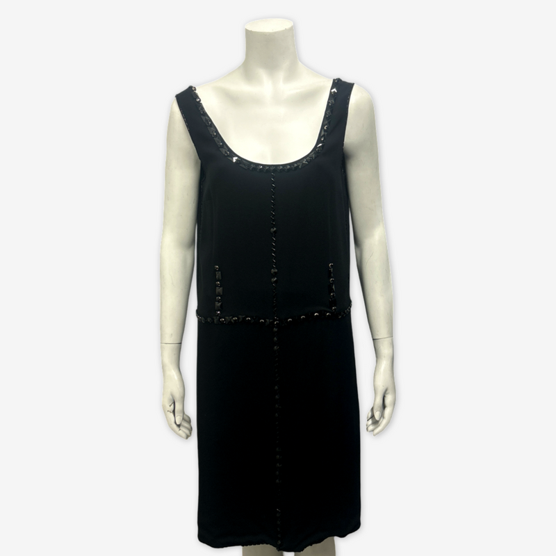 Prada black embellished sleeveless dress