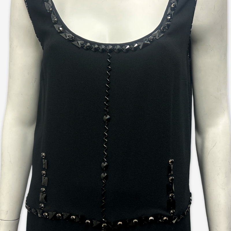 Prada black embellished sleeveless dress