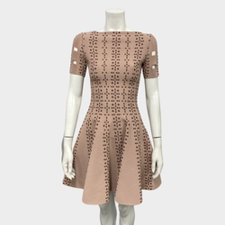 Alaia beige short sleeve metallic cross dress