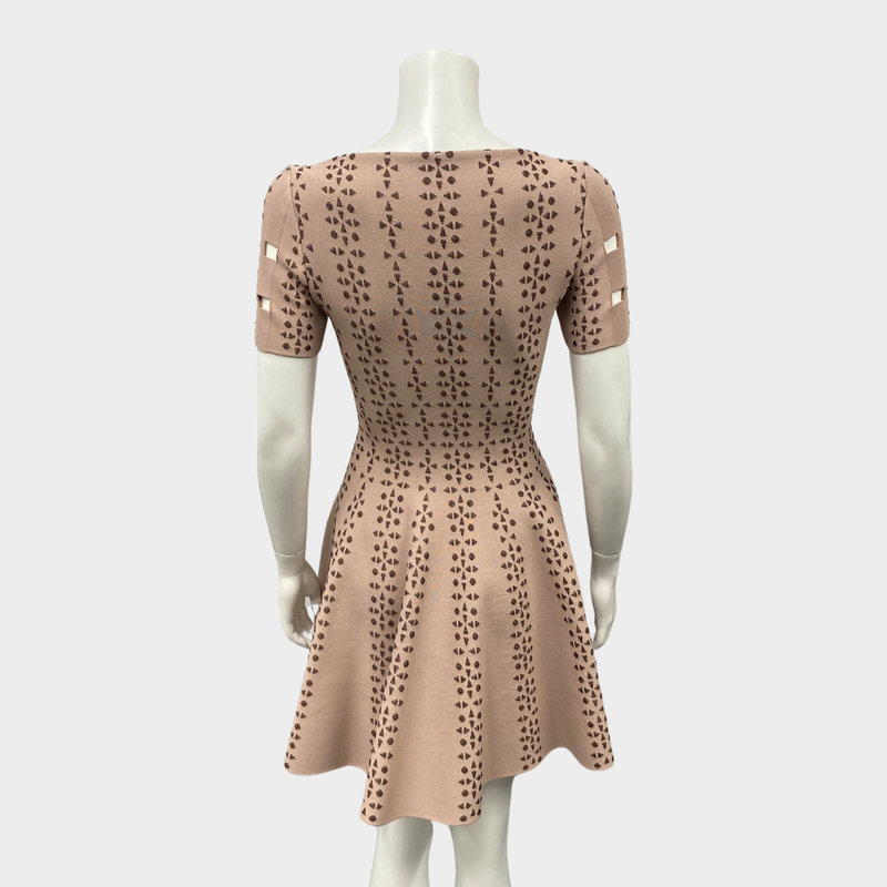 Alaia beige short sleeve metallic cross dress