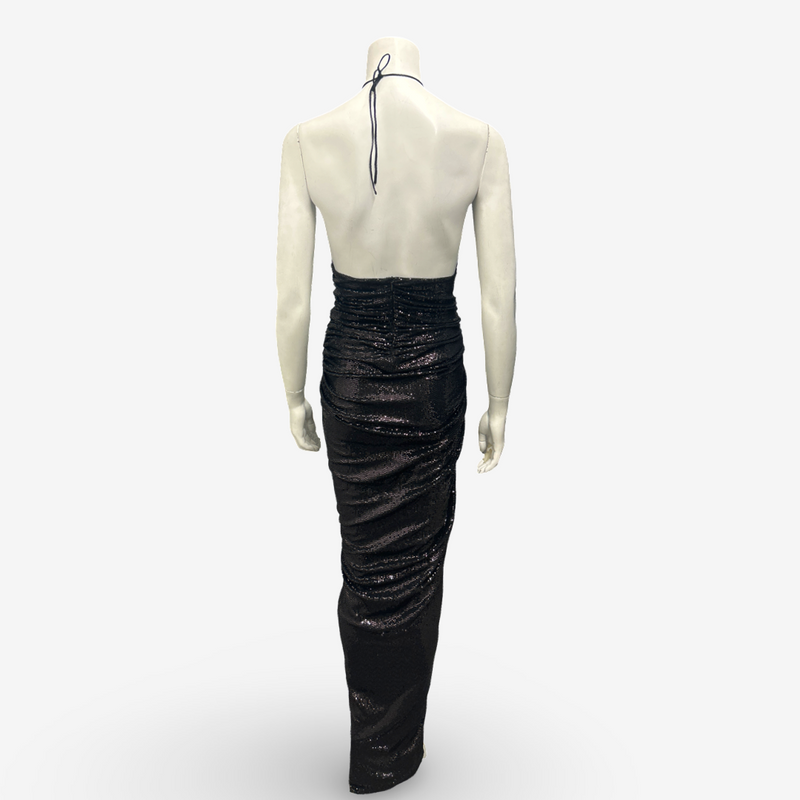 Alexandre Vauthier Black Sequin Asymetrical Evening Dress