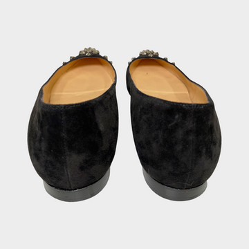 Womens black hot sale suede flats