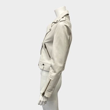 Mackage white leather jacket hotsell