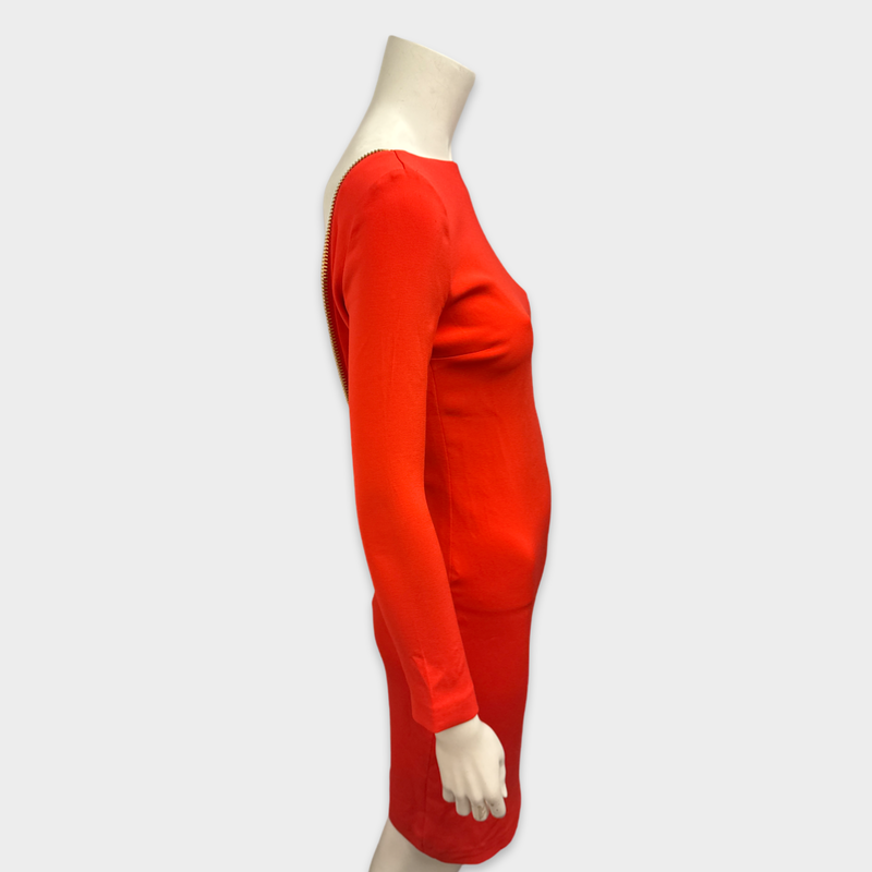 Tom Ford Orange Red Silk Knee-Length Dress