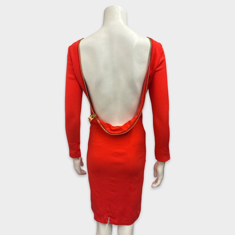 Tom Ford Orange Red Silk Knee-Length Dress