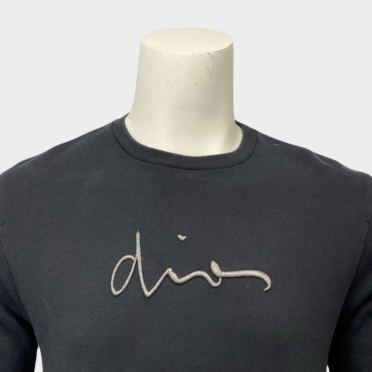 Dior men s black logo embroidered cotton sweatshirt Loop Generation