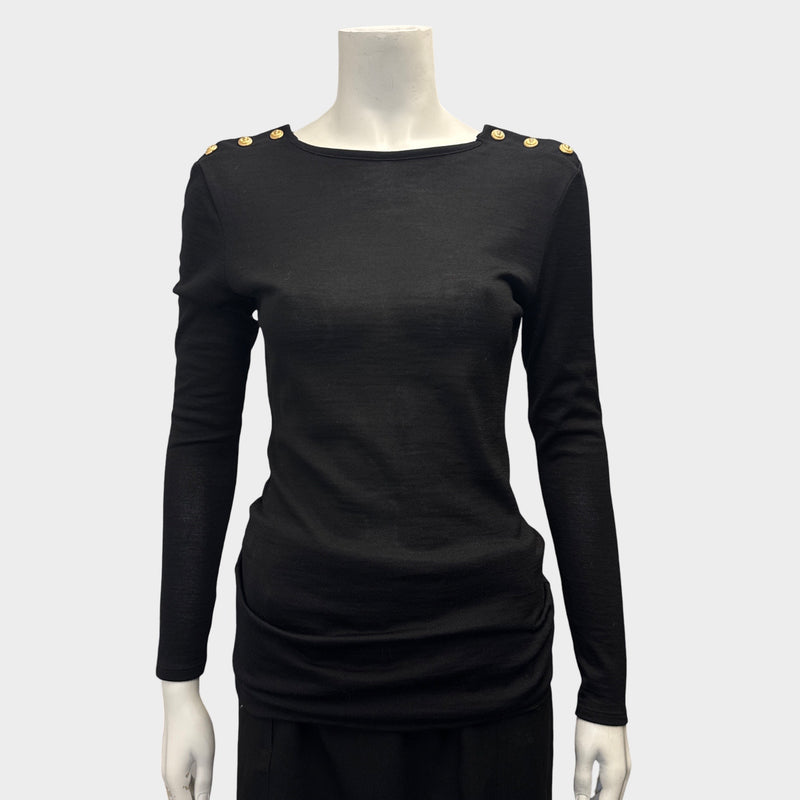 Balmain women's long sleeve top with gold buttons