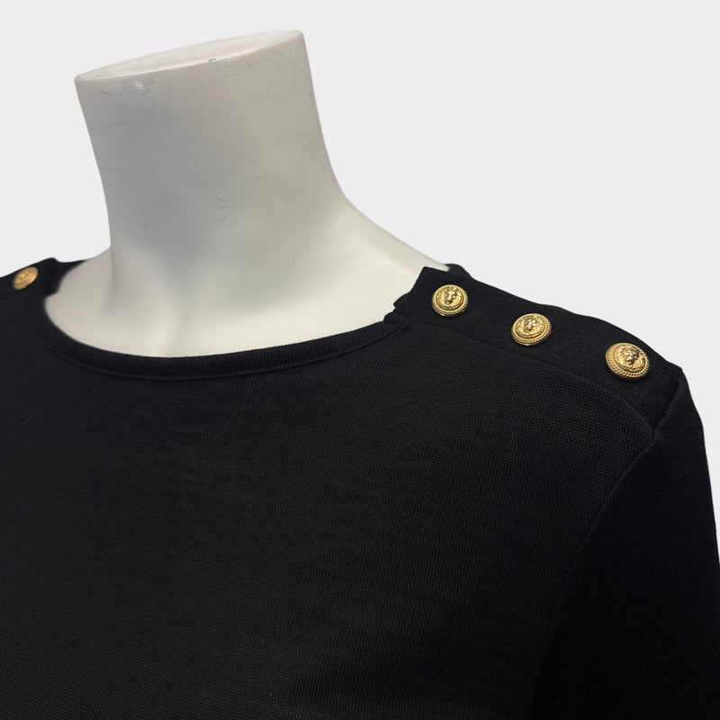 Balmain women's long sleeve top with gold buttons