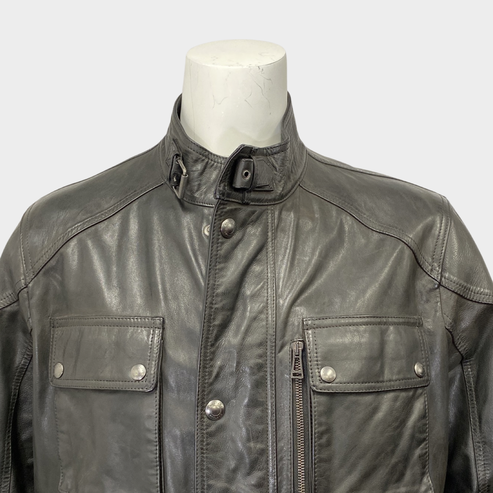 Belstaff Black Waxed Leather Jacket | MILANSTYLE.COM