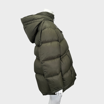 Acne Studios women s khaki oversized puffer jacket with hood Loop Generation