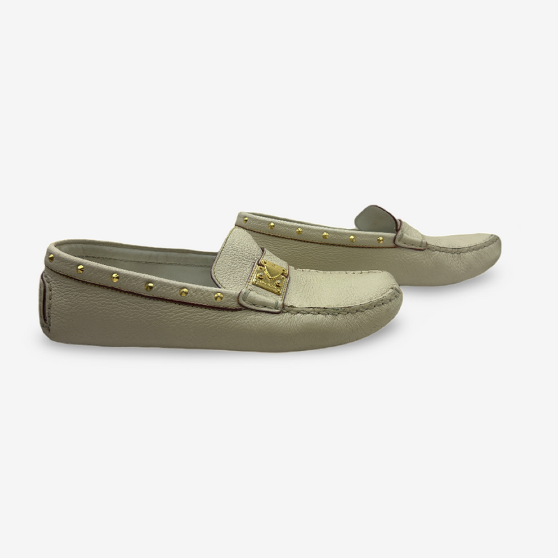 Louis Vuitton Women's Ecru Leather Loafers