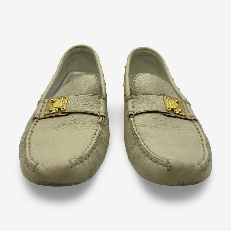 Louis Vuitton Women's Ecru Leather Loafers