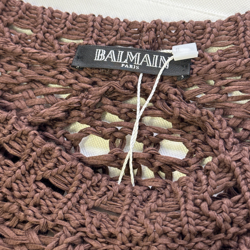 Balmain Brown Loose Knit Cotton Dress