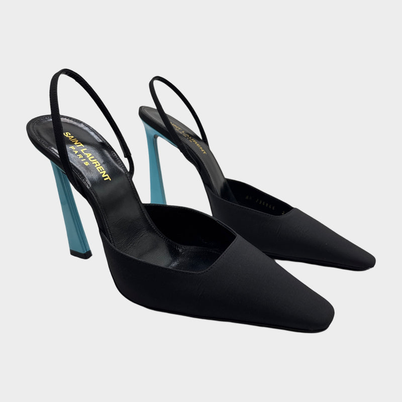 Saint Laurent Blade 105 Satin Slingback Pumps