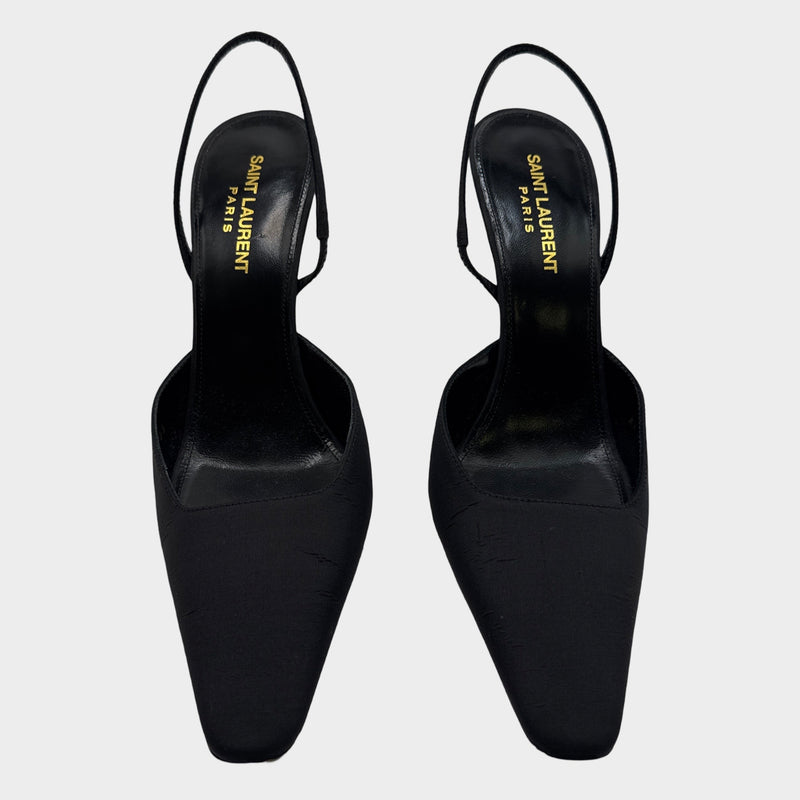 Saint Laurent Blade 105 Satin Slingback Pumps