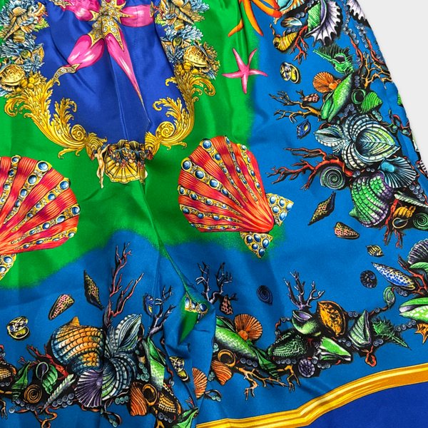 Versace Men's multicolour ocean motif silk shorts