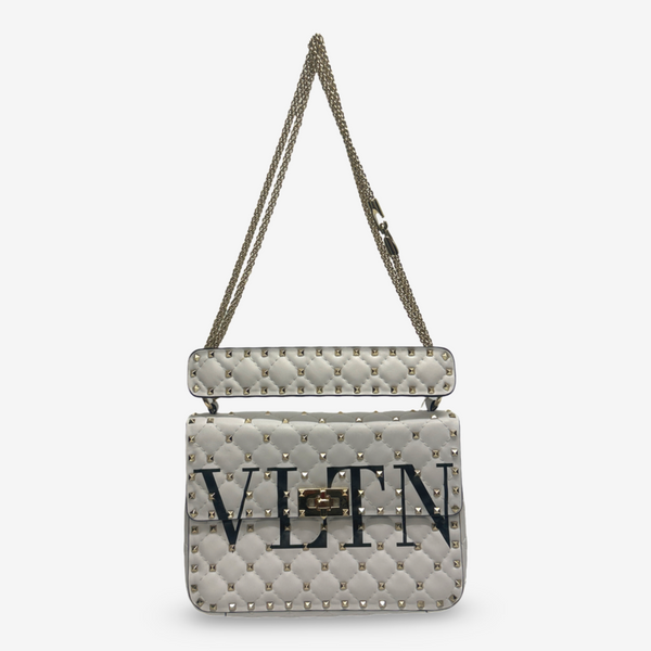 Valentino Garavani Women's White Leather Rockstud VLTN Handbag