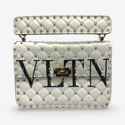 Valentino Garavani Women's White Leather Rockstud VLTN Handbag