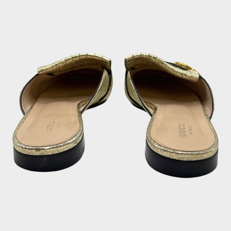 Gucci Women's Gold Leather GG Marmont Fringe Mule