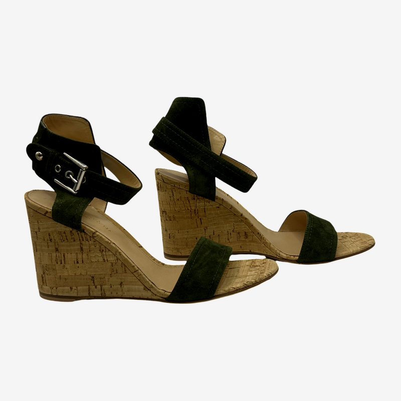 Gianvito Rossi Women's Khaki Suede Cork Wedges