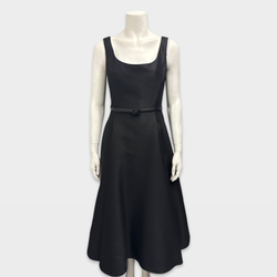 Dior Black Wool and Silk Belted Midi Dress