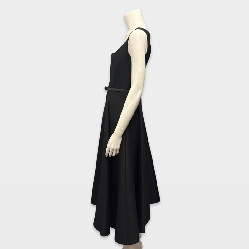 Dior Black Wool and Silk Belted Midi Dress