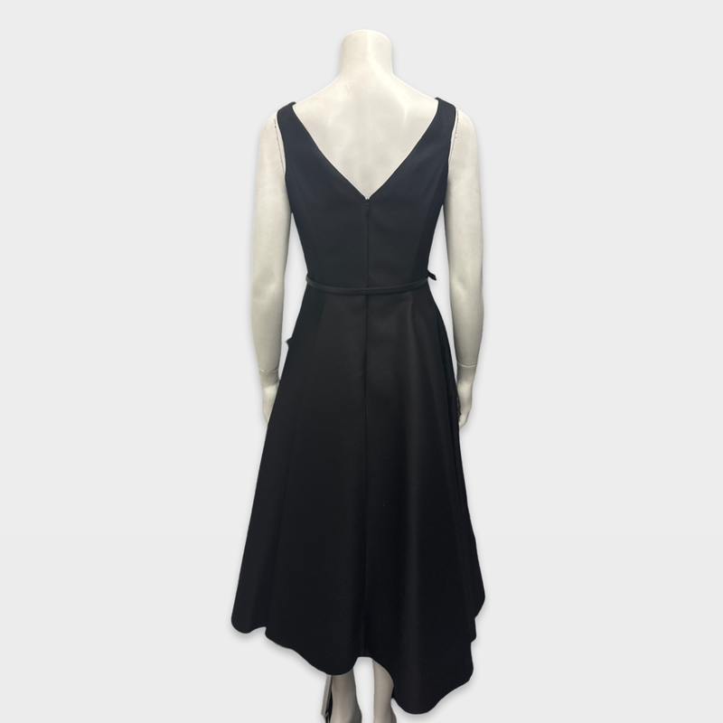 Dior Black Wool and Silk Belted Midi Dress