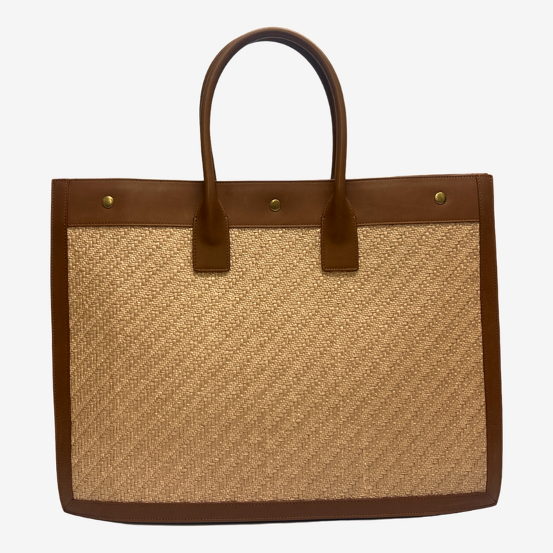 Saint Laurent Women's Woven Raffia Rive Gauche Tote Bag