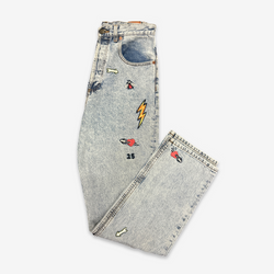 Gucci Women's  Light Blue Patchwork Embroidery Jeans