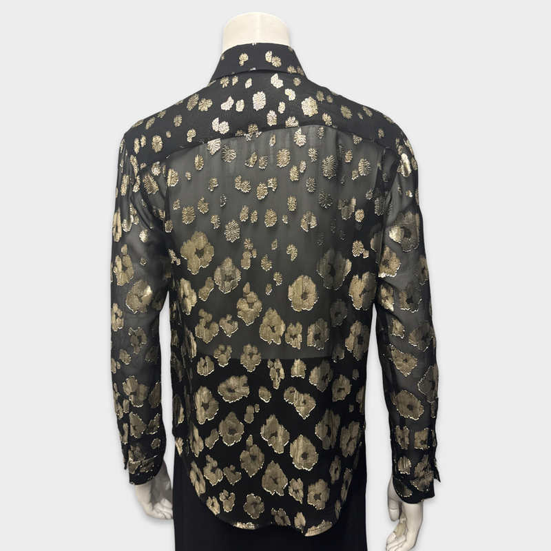 Saint Laurent Women's Black with Gold pattern Blouse