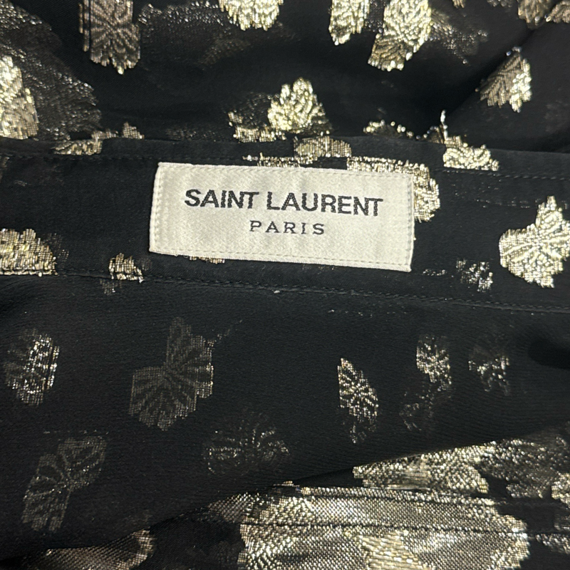 Saint Laurent Women's Black with Gold pattern Blouse